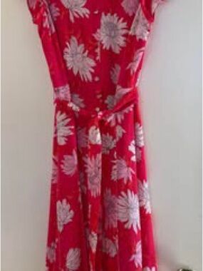 Talbots Coral-Red Floral Zip-Back Dress